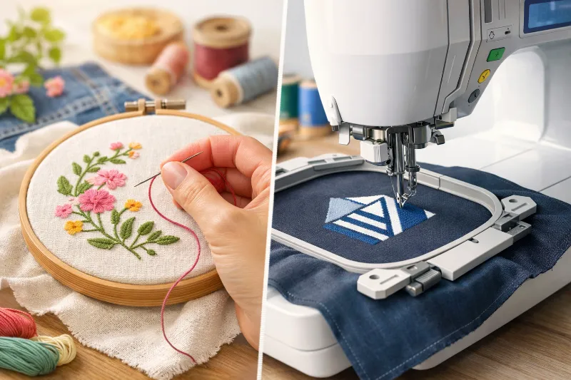 Broderie manuelle vs broderie machine : quel choix pour débutants ?
