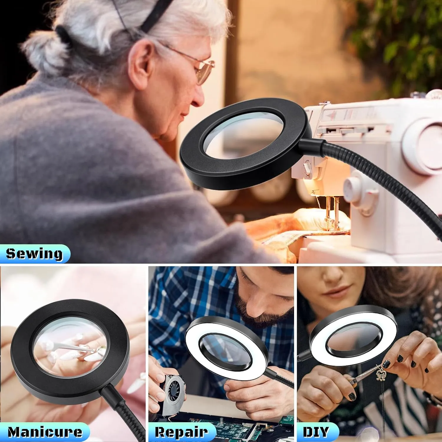 Lampe Loupe Multifonctions réglable et ajustable pour plusieurs activités