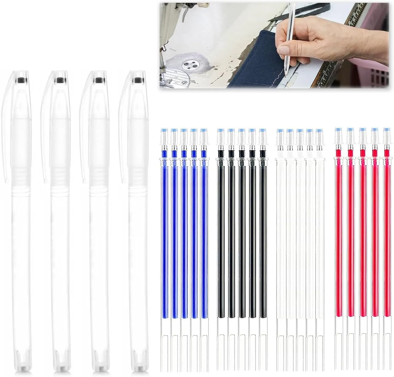 Stylos effaçables chaleur tissu (4 + 28 recharges)